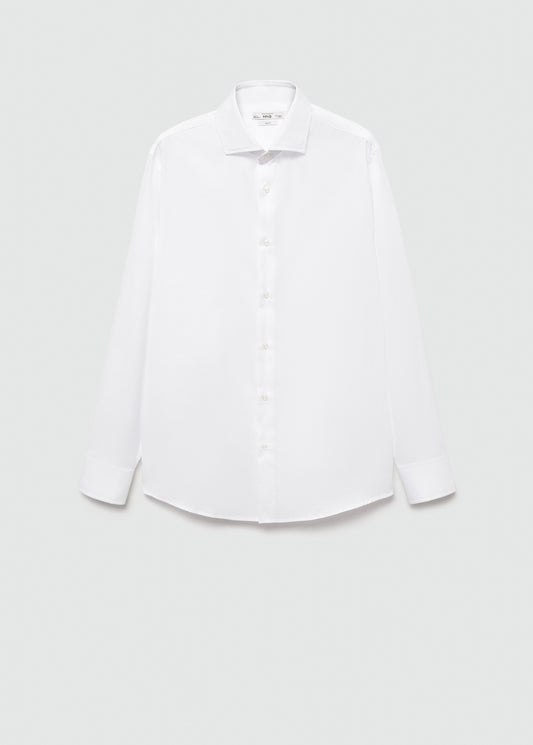 Slim-fit textured cotton suit shirt