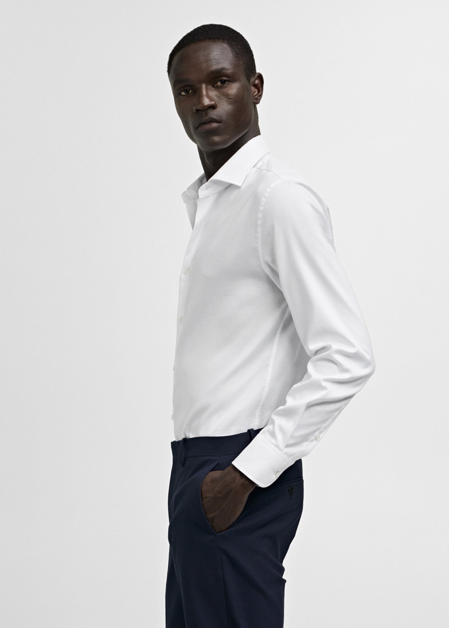 Slim-fit textured cotton suit shirt