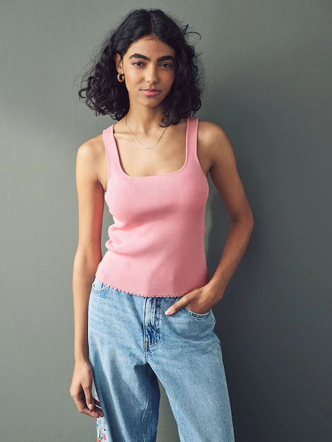 Pink Blush Square Neck Tank top