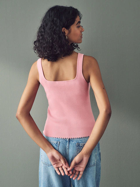 Pink Blush Square Neck Tank top