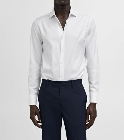 Slim-fit textured cotton suit shirt