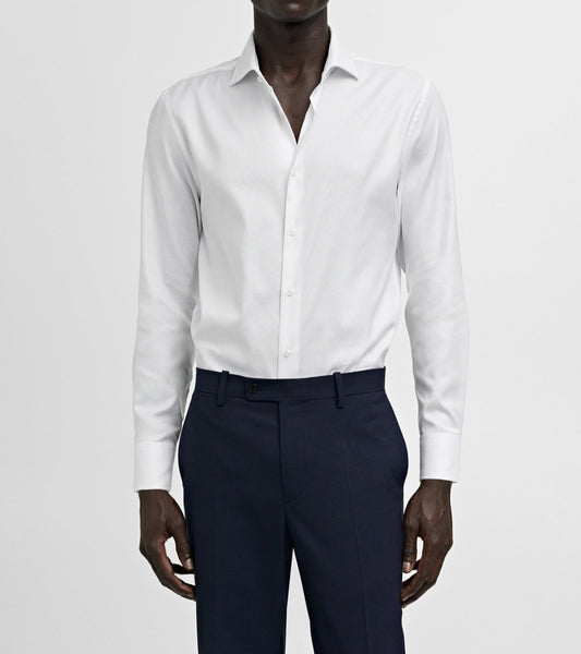 Slim-fit textured cotton suit shirt