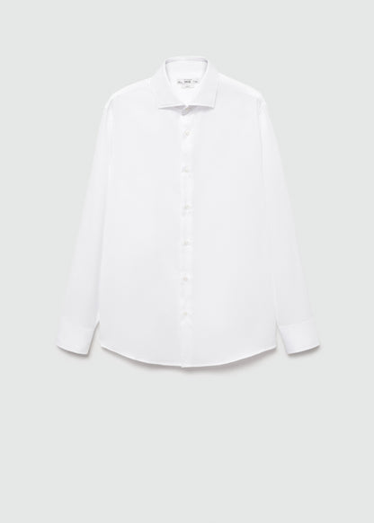 Slim-fit textured cotton suit shirt