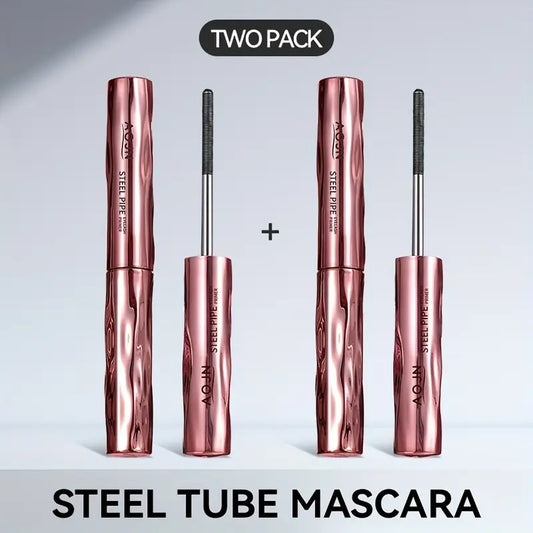 [24-hour Long-lasting Waterproof Mascara] Super Mascara - Special Spiral Brush Head, Steel Pipe Material Brush Head - Steel Pipe Mascara/Primer - Silvery Gray and Rose Golden Appearance - Long-lasting Waterproof, 24-hour Long-lasting Makeup